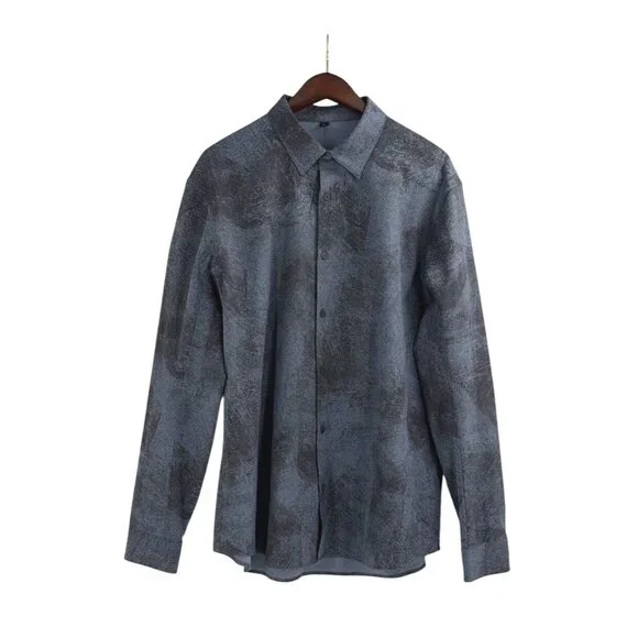 Lululemon Mens XXL Airing Easy Long Sleeve Shirt Button Up Pixel Blue Classic - Picture 1 of 8